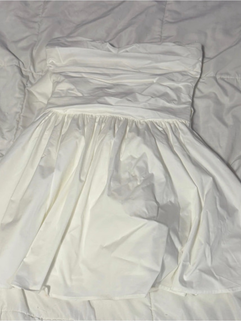 White Strapless Ruffled Bedding mini dress